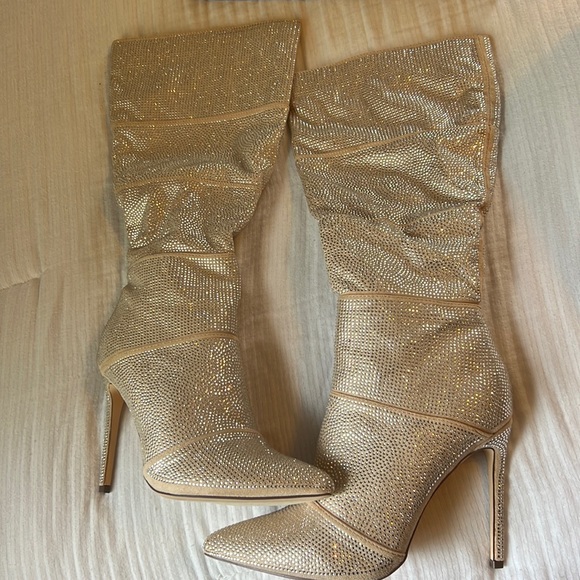 Rhinestone Knee-high boots Lulus NIB - Picture 3 of 4